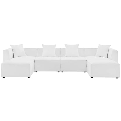 Saybrook 6-Piece Outdoor Patio Upholstered Sectional Sofa in White by Modway (4383)
