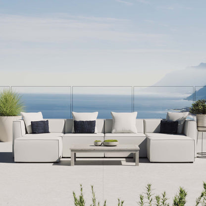 Saybrook 6-Piece Outdoor Patio Upholstered Sectional Sofa in White by Modway (4383)