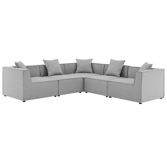 Saybrook 5-Piece Outdoor Patio Upholstered Sectional Sofa in Gray by Modway (4384)