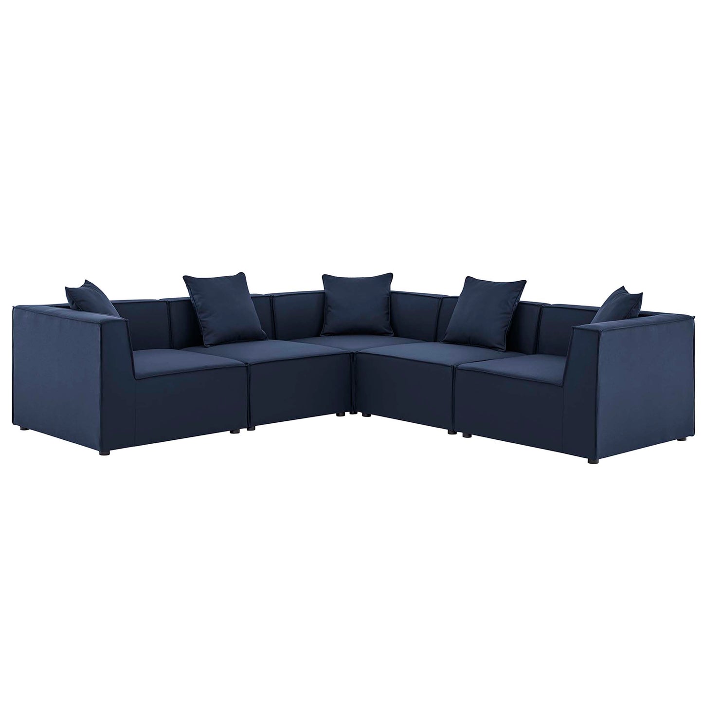 Saybrook 5-Piece Outdoor Patio Upholstered Sectional Sofa in Navy by Modway (4384)
