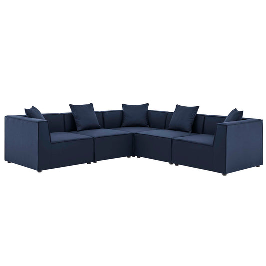Saybrook 5-Piece Outdoor Patio Upholstered Sectional Sofa in Navy by Modway (4384)