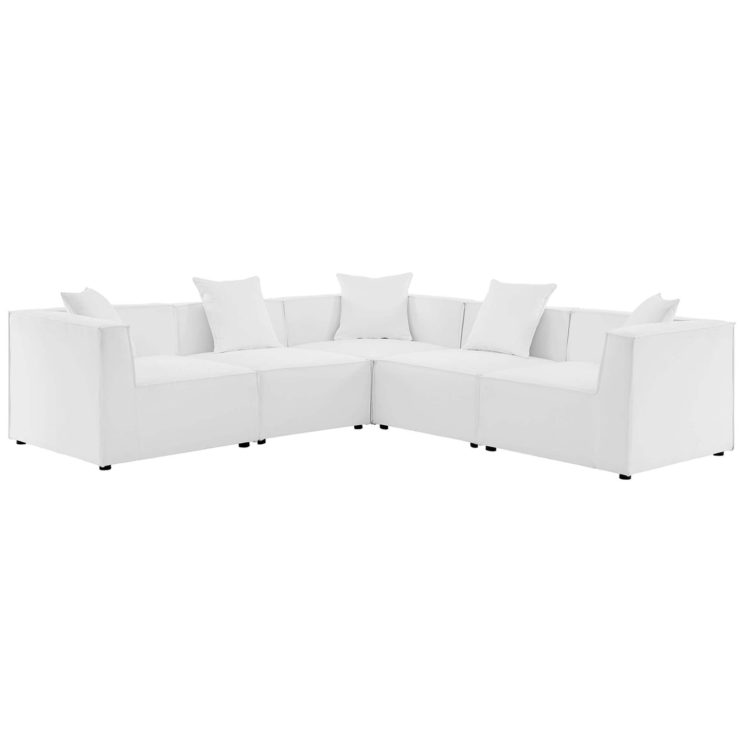 Saybrook 5-Piece Outdoor Patio Upholstered Sectional Sofa in White by Modway (4384)