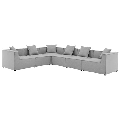 Saybrook 6-Piece Outdoor Patio Upholstered Sectional Sofa in Gray by Modway (4385)