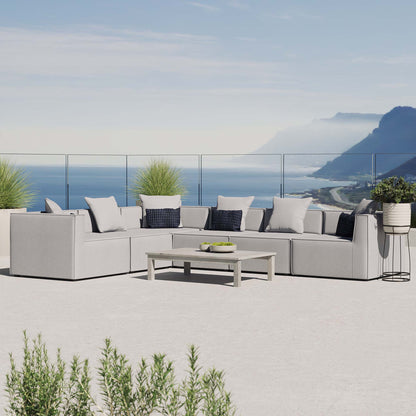 Saybrook 6-Piece Outdoor Patio Upholstered Sectional Sofa in Gray by Modway (4385)