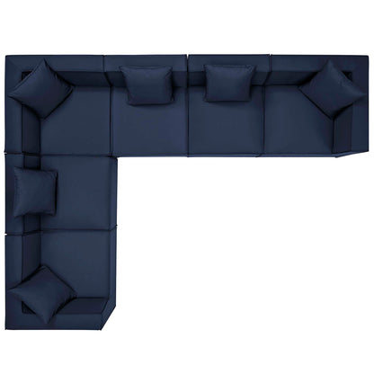 Saybrook 6-Piece Outdoor Patio Upholstered Sectional Sofa in Navy by Modway (4385)