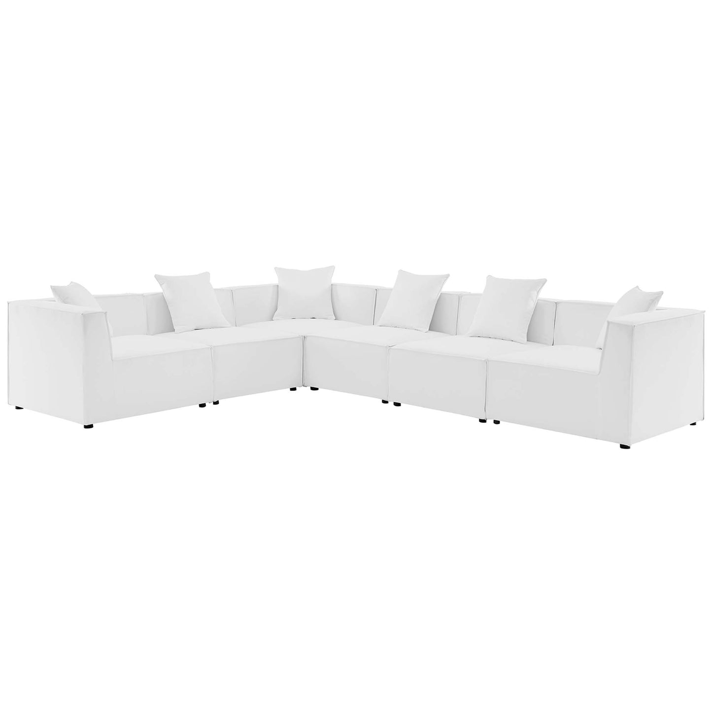 Saybrook 6-Piece Outdoor Patio Upholstered Sectional Sofa in White by Modway (4385)