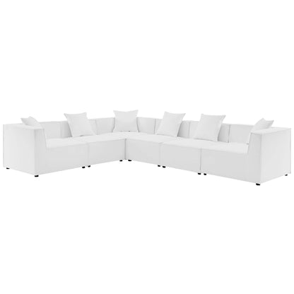 Saybrook 6-Piece Outdoor Patio Upholstered Sectional Sofa in White by Modway (4385)