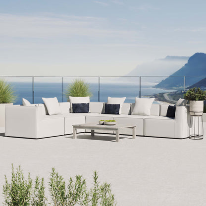Saybrook 6-Piece Outdoor Patio Upholstered Sectional Sofa in White by Modway (4385)