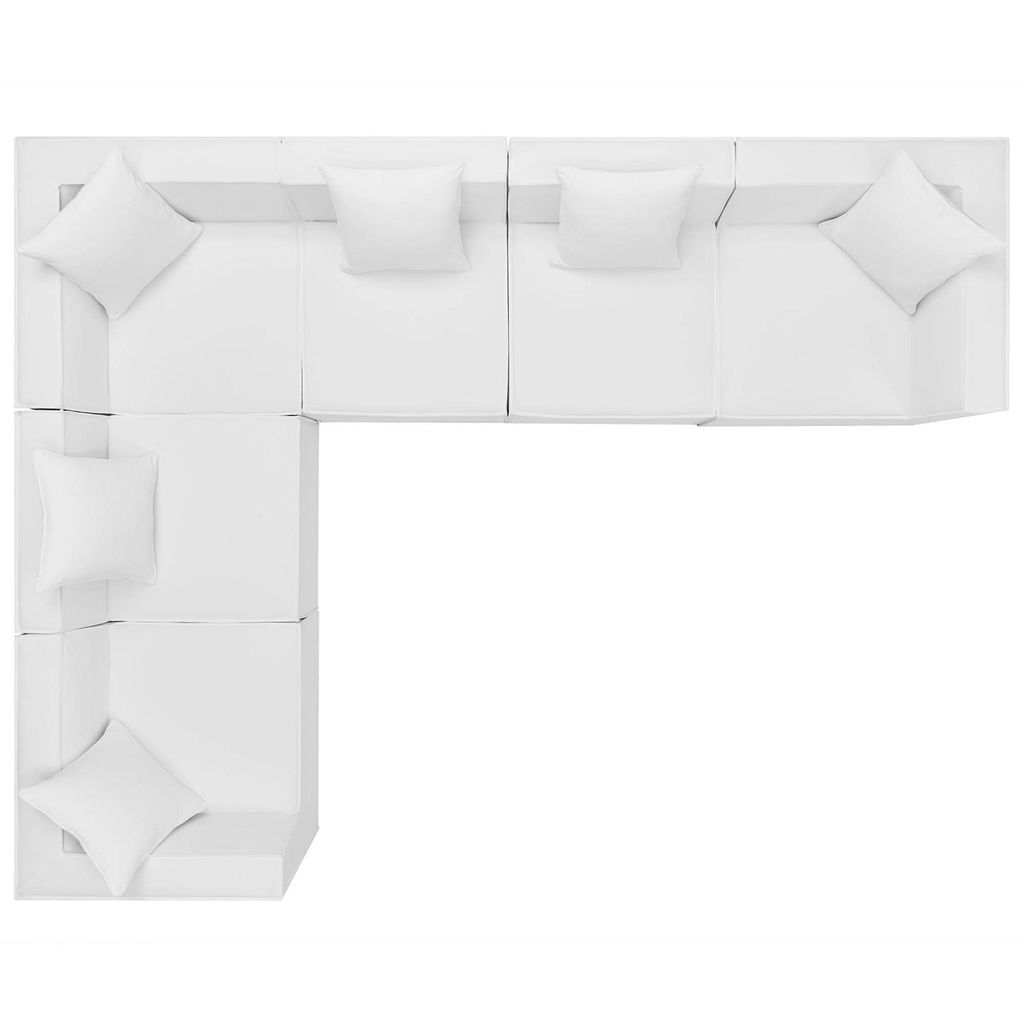 Saybrook 6-Piece Outdoor Patio Upholstered Sectional Sofa in White by Modway (4385)