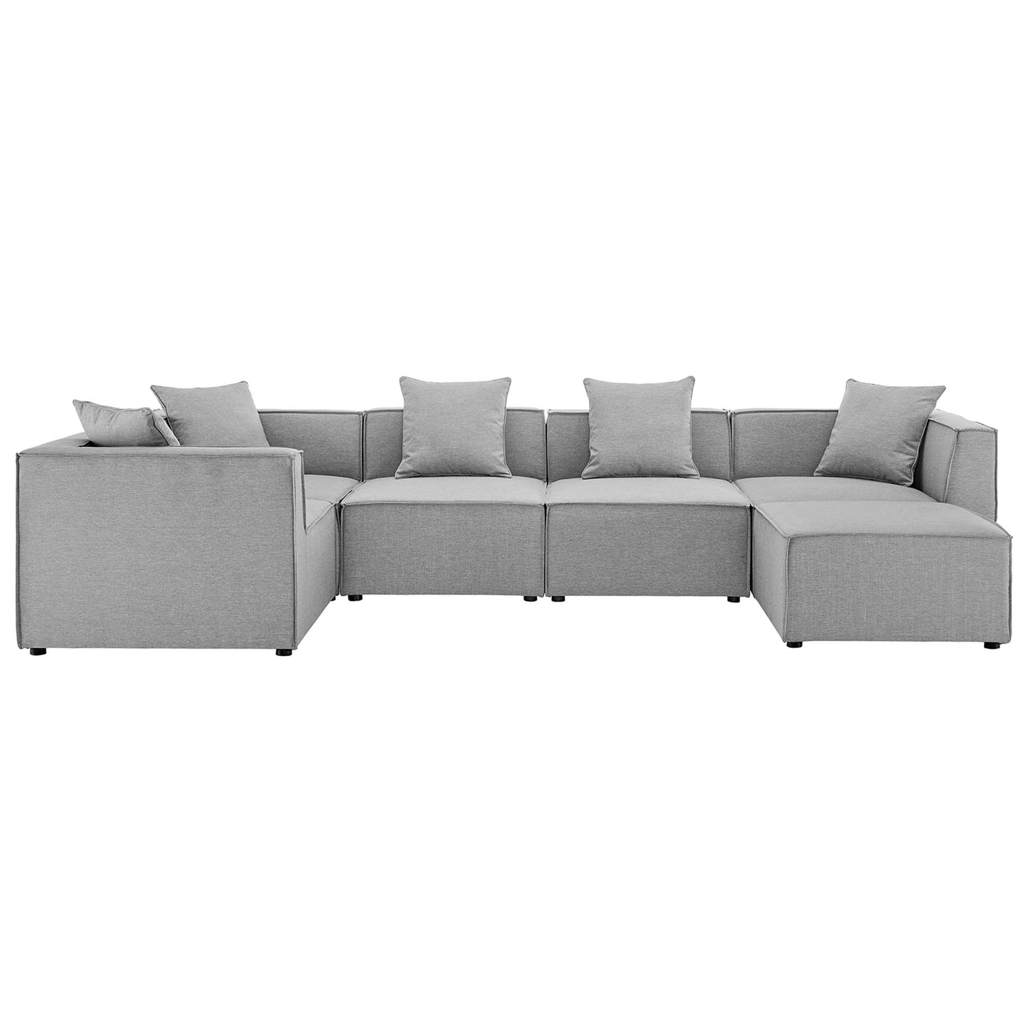 Saybrook 6-Piece Outdoor Patio Upholstered Sectional Sofa in Gray by Modway (4386)