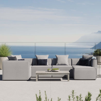 Saybrook 6-Piece Outdoor Patio Upholstered Sectional Sofa in Gray by Modway (4386)