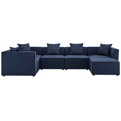 Saybrook 6-Piece Outdoor Patio Upholstered Sectional Sofa in Navy by Modway (4386)