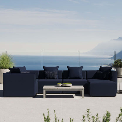 Saybrook 6-Piece Outdoor Patio Upholstered Sectional Sofa in Navy by Modway (4386)
