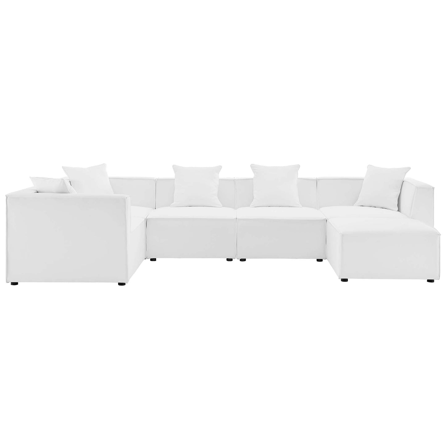 Saybrook 6-Piece Outdoor Patio Upholstered Sectional Sofa in White by Modway (4386)