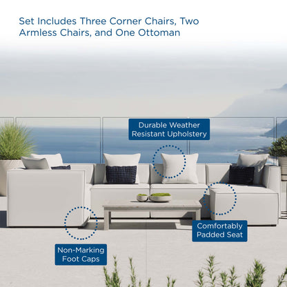 Saybrook 6-Piece Outdoor Patio Upholstered Sectional Sofa in White by Modway (4386)