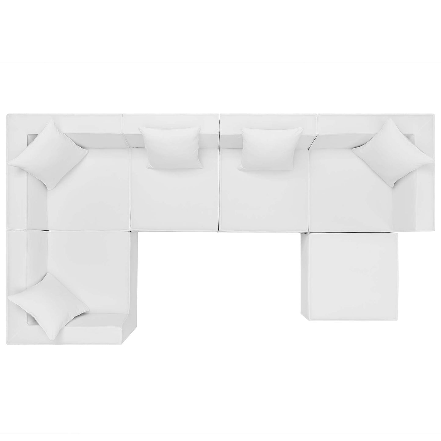 Saybrook 6-Piece Outdoor Patio Upholstered Sectional Sofa in White by Modway (4386)
