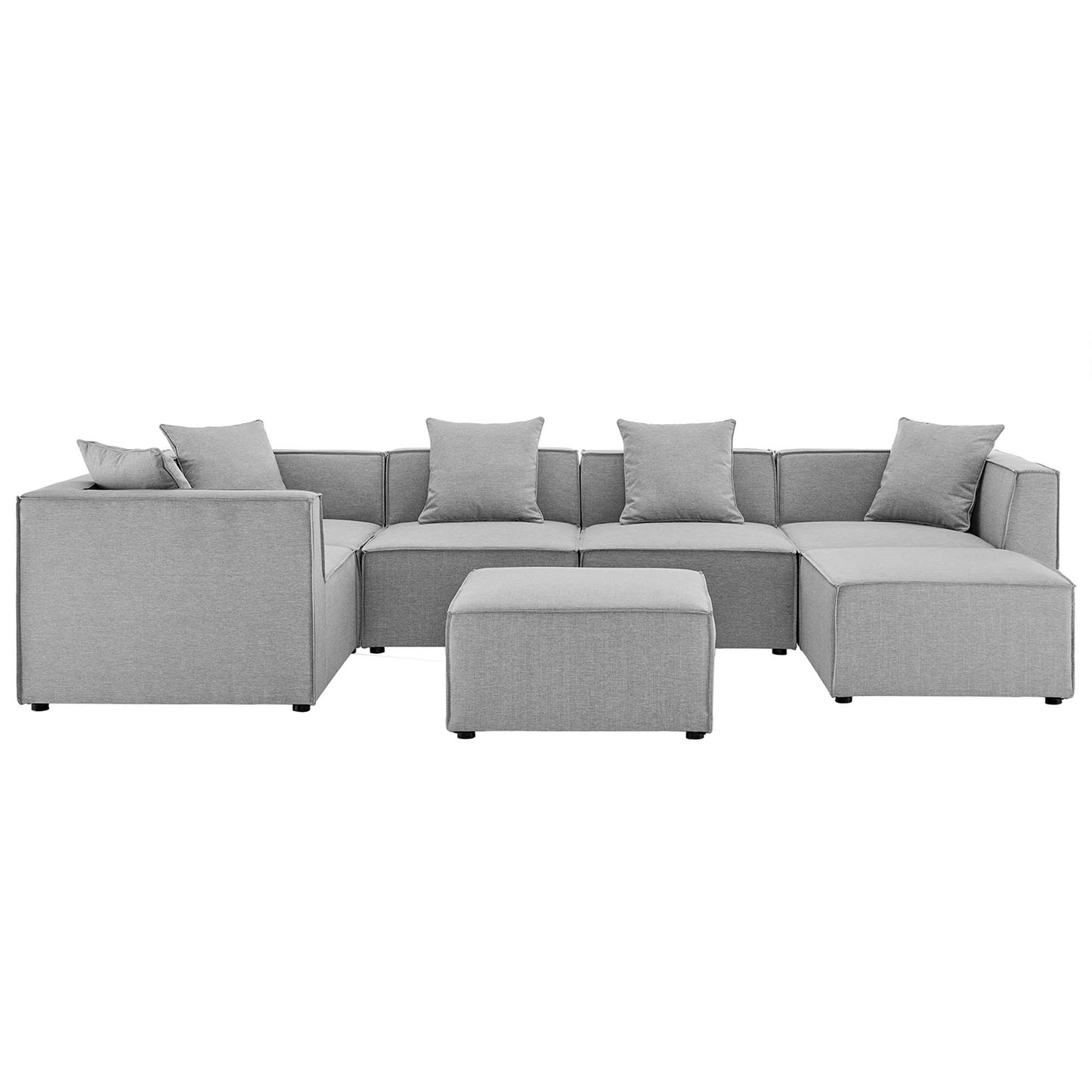 Saybrook 7-Piece Outdoor Patio Upholstered Sectional Sofa in Gray by Modway (4387)