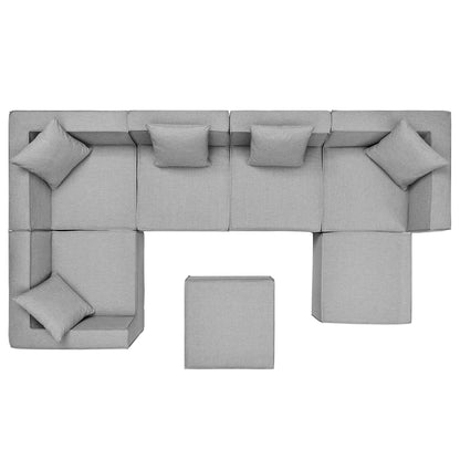 Saybrook 7-Piece Outdoor Patio Upholstered Sectional Sofa in Gray by Modway (4387)