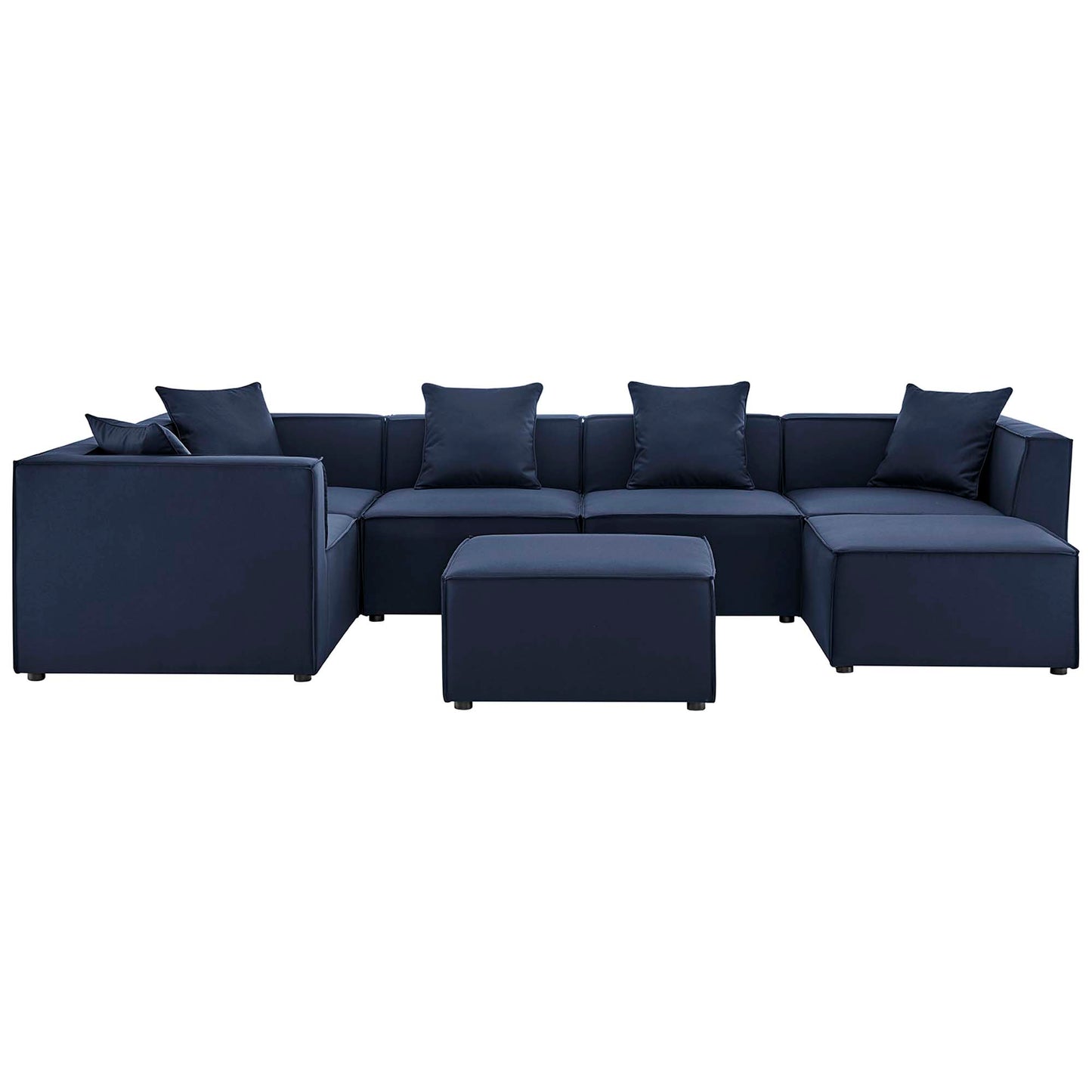 Saybrook 7-Piece Outdoor Patio Upholstered Sectional Sofa in Navy by Modway (4387)