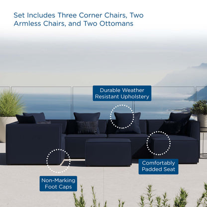 Saybrook 7-Piece Outdoor Patio Upholstered Sectional Sofa in Navy by Modway (4387)