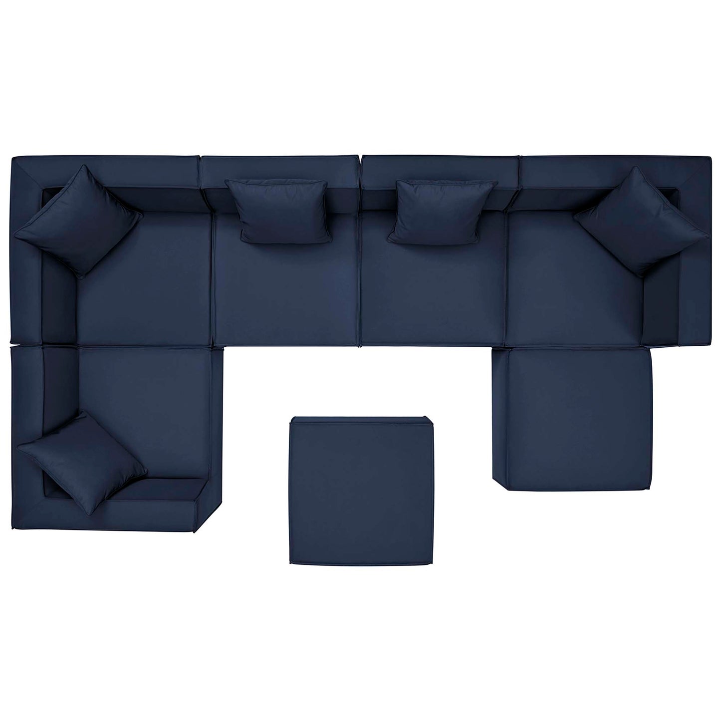 Saybrook 7-Piece Outdoor Patio Upholstered Sectional Sofa in Navy by Modway (4387)