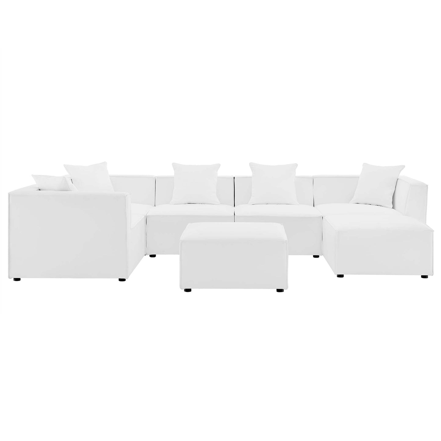 Saybrook 7-Piece Outdoor Patio Upholstered Sectional Sofa in White by Modway (4387)