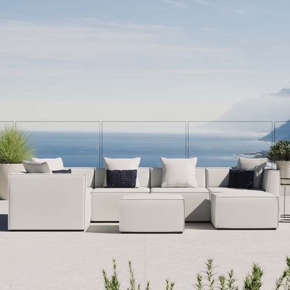 Saybrook 7-Piece Outdoor Patio Upholstered Sectional Sofa in White by Modway (4387)