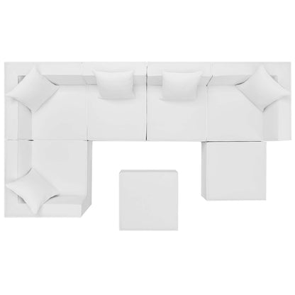 Saybrook 7-Piece Outdoor Patio Upholstered Sectional Sofa in White by Modway (4387)