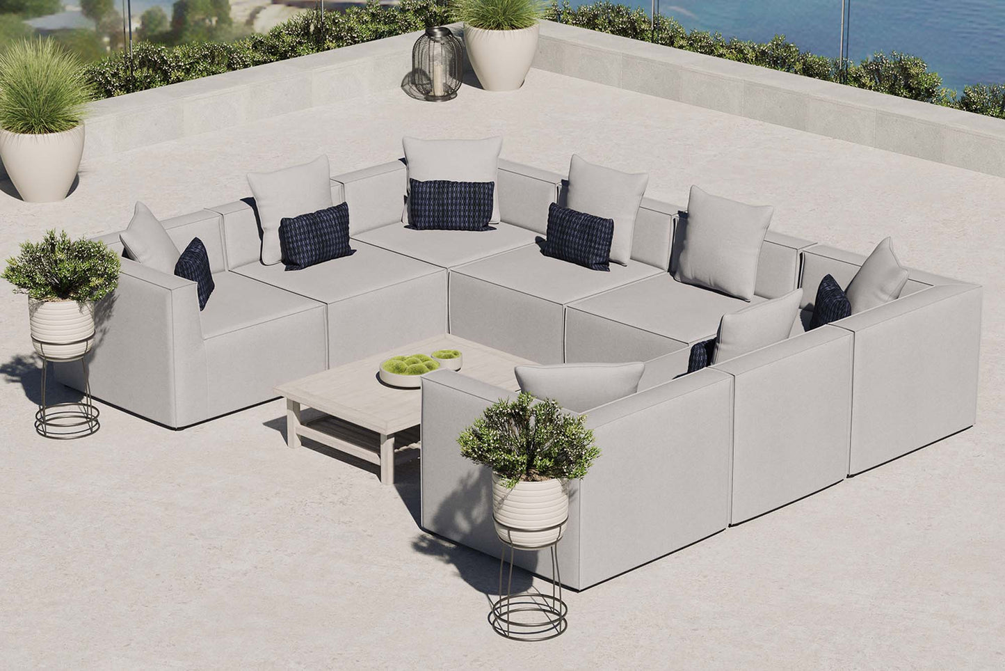 Saybrook 8-Piece Outdoor Patio Upholstered Sectional Sofa in Gray by Modway (4388)