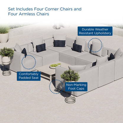Saybrook 8-Piece Outdoor Patio Upholstered Sectional Sofa in Gray by Modway (4388)