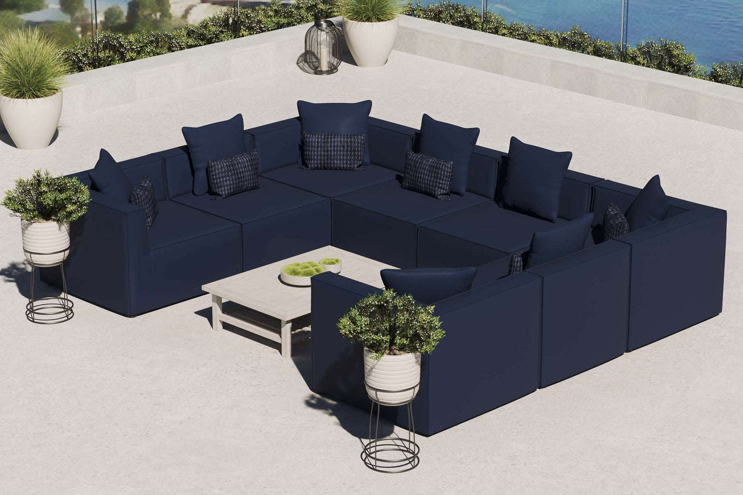 Saybrook 8-Piece Outdoor Patio Upholstered Sectional Sofa in Navy by Modway (4388)