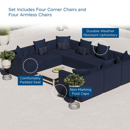 Saybrook 8-Piece Outdoor Patio Upholstered Sectional Sofa in Navy by Modway (4388)