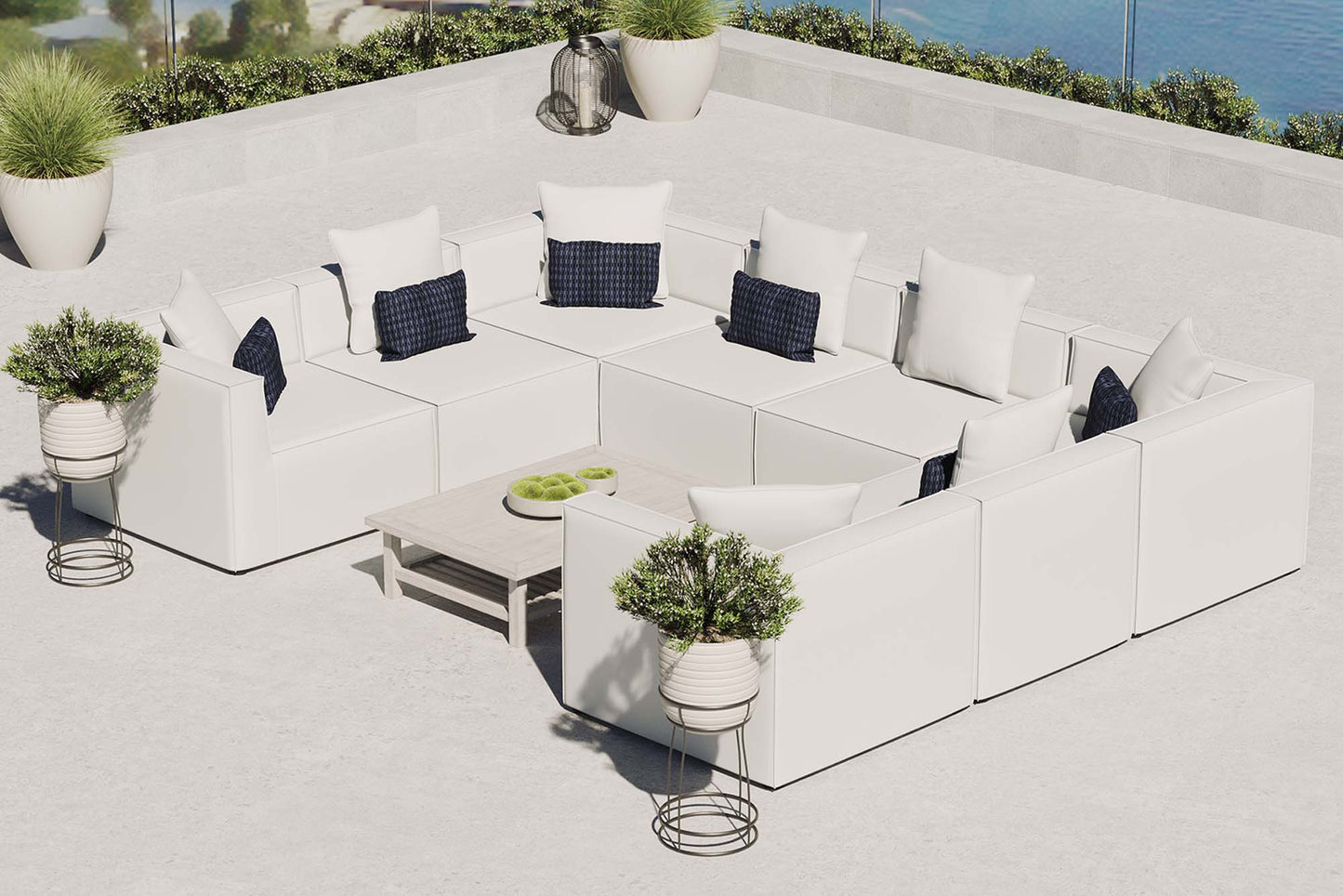 Saybrook 8-Piece Outdoor Patio Upholstered Sectional Sofa in White by Modway (4388)