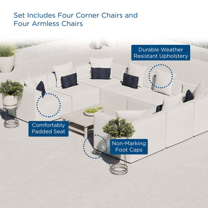 Saybrook 8-Piece Outdoor Patio Upholstered Sectional Sofa in White by Modway (4388)