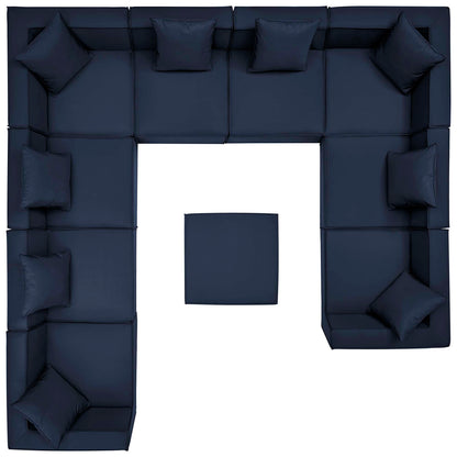 Saybrook 10-Piece Outdoor Patio Upholstered Sectional Sofa in Navy by Modway (4389)