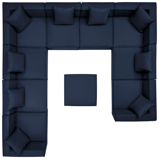 Saybrook 10-Piece Outdoor Patio Upholstered Sectional Sofa in Navy by Modway (4389)