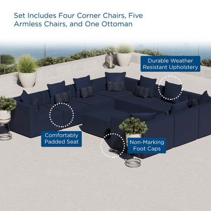 Saybrook 10-Piece Outdoor Patio Upholstered Sectional Sofa in Navy by Modway (4389)