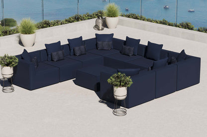 Saybrook 10-Piece Outdoor Patio Upholstered Sectional Sofa in Navy by Modway (4389)