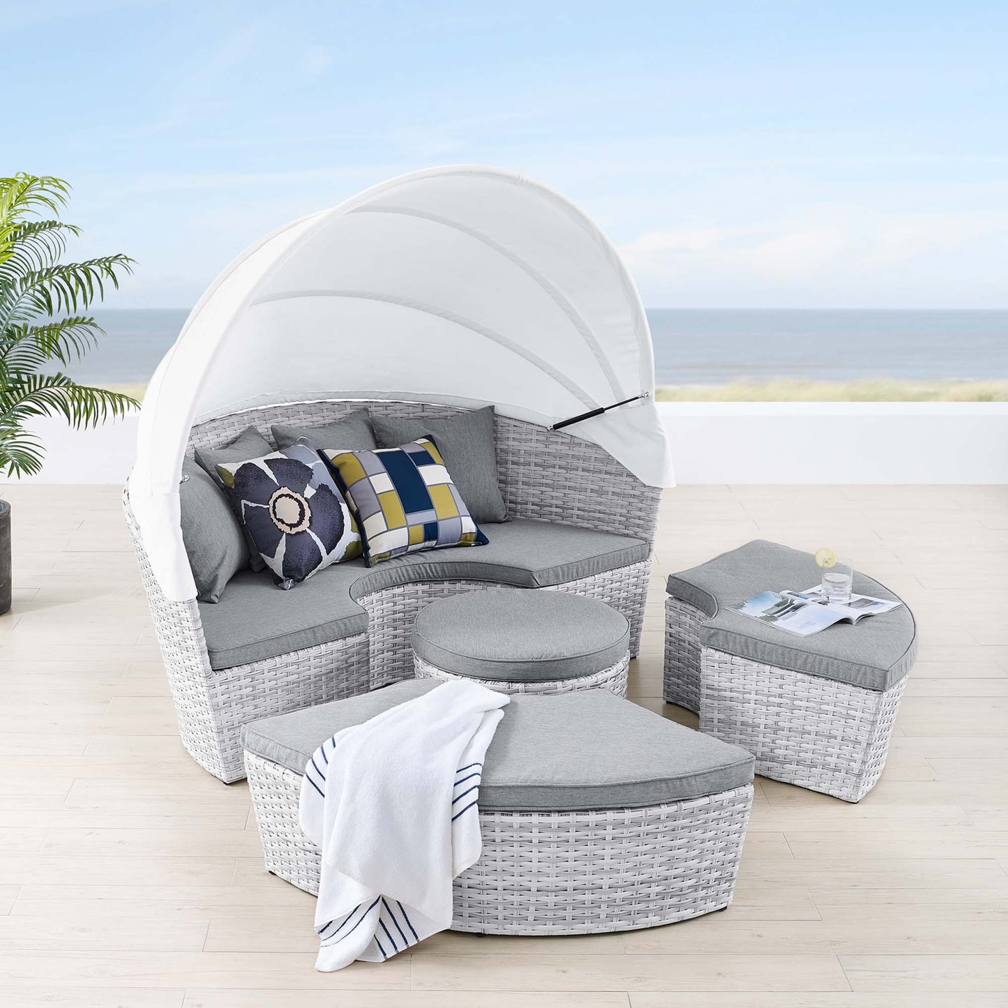 Scottsdale Canopy Outdoor Patio Daybed in Light Gray Gray by Modway (4442)