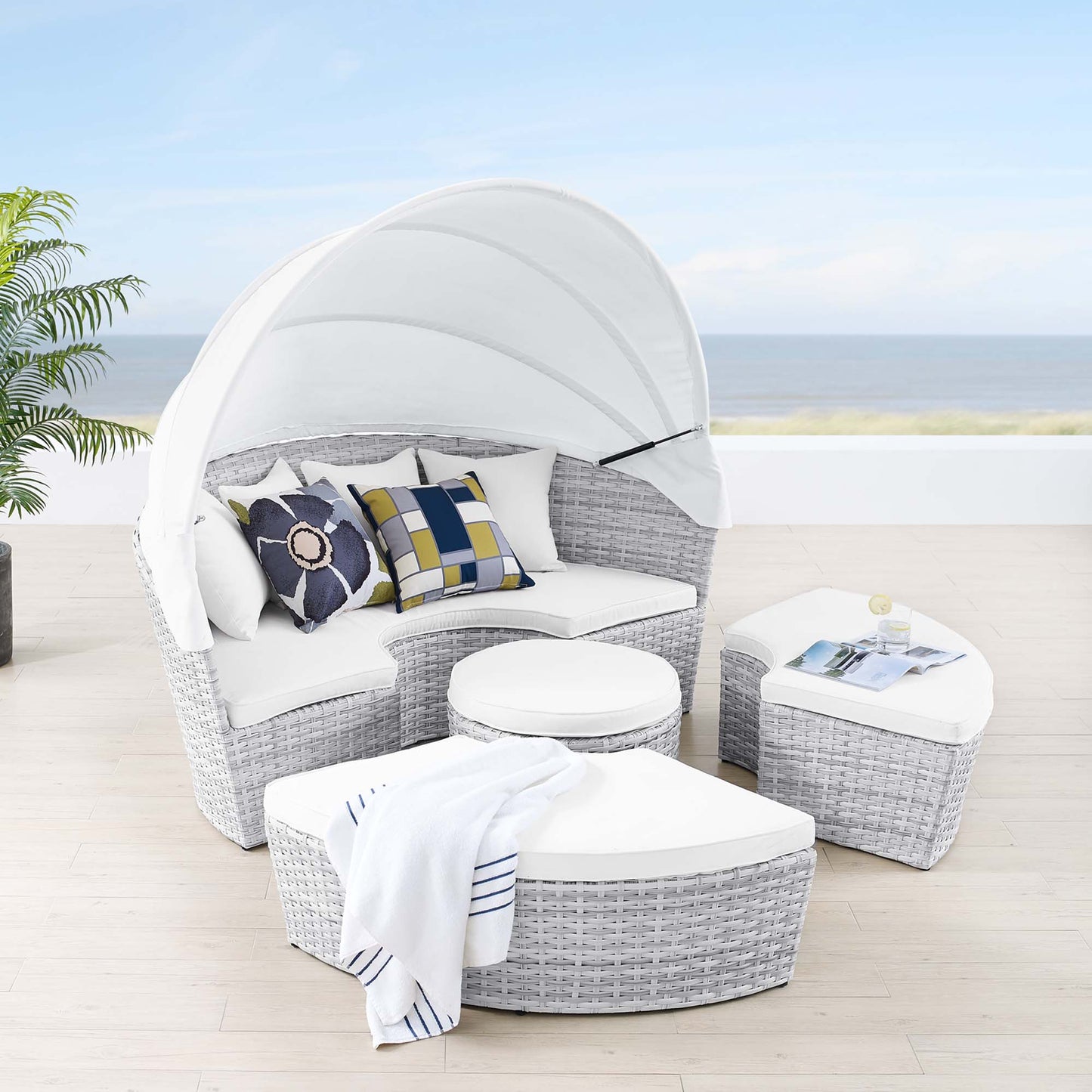 Scottsdale Canopy Outdoor Patio Daybed in Light Gray White by Modway (4442)