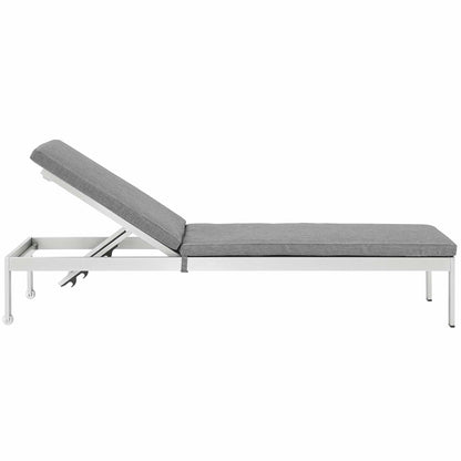 Shore Outdoor Patio Aluminum Chaise with Cushions in Silver Gray by Modway (4502)