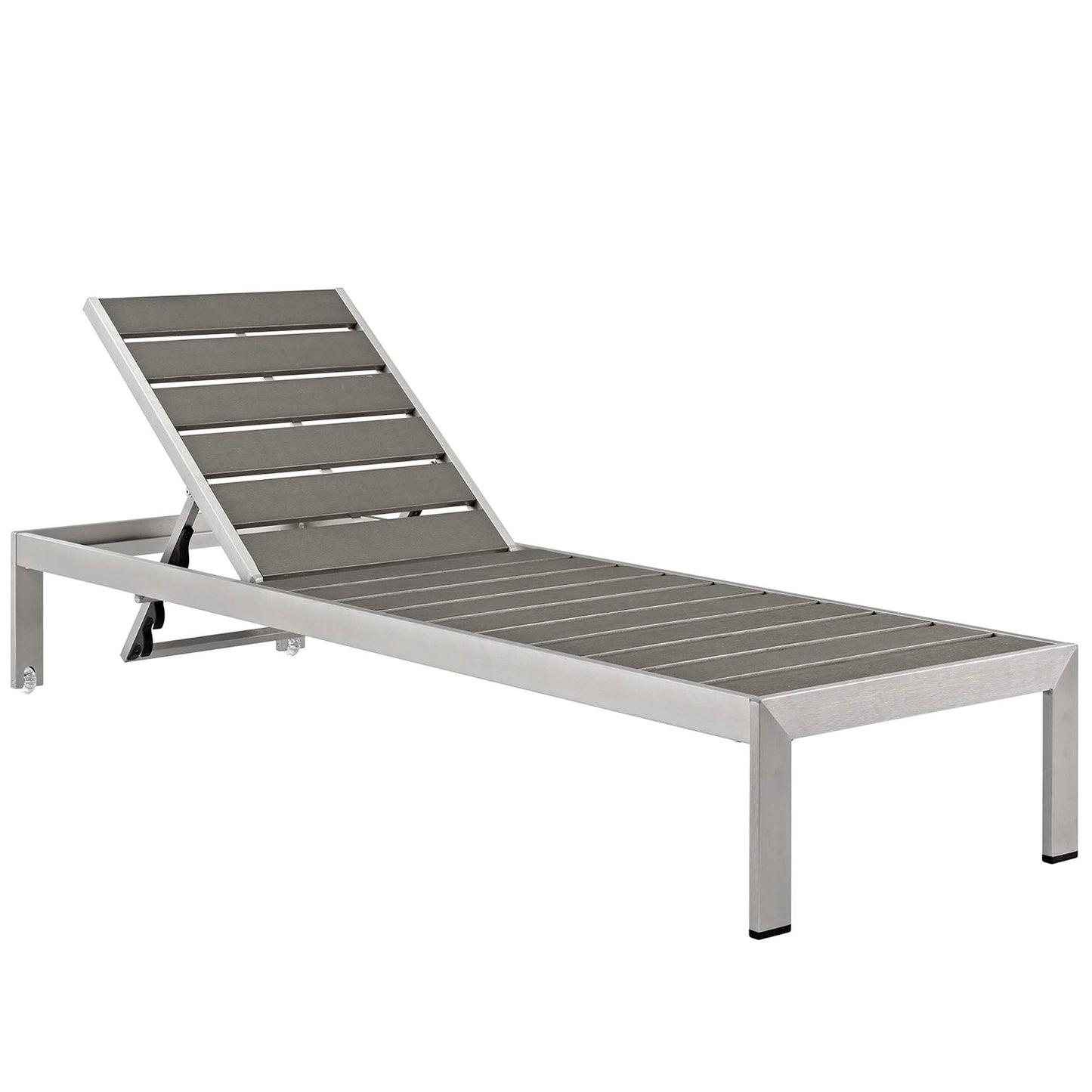 Shore Outdoor Patio Aluminum Chaise with Cushions in Silver Turquoise by Modway (4502)