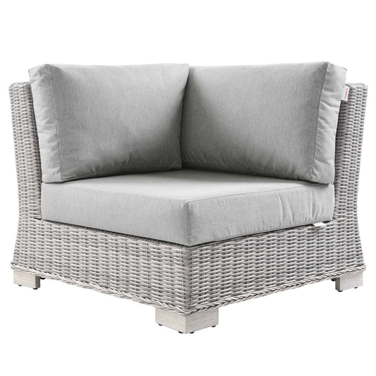 Conway Outdoor Patio Wicker Rattan Corner Chair in Light Gray Gray by Modway (4838)