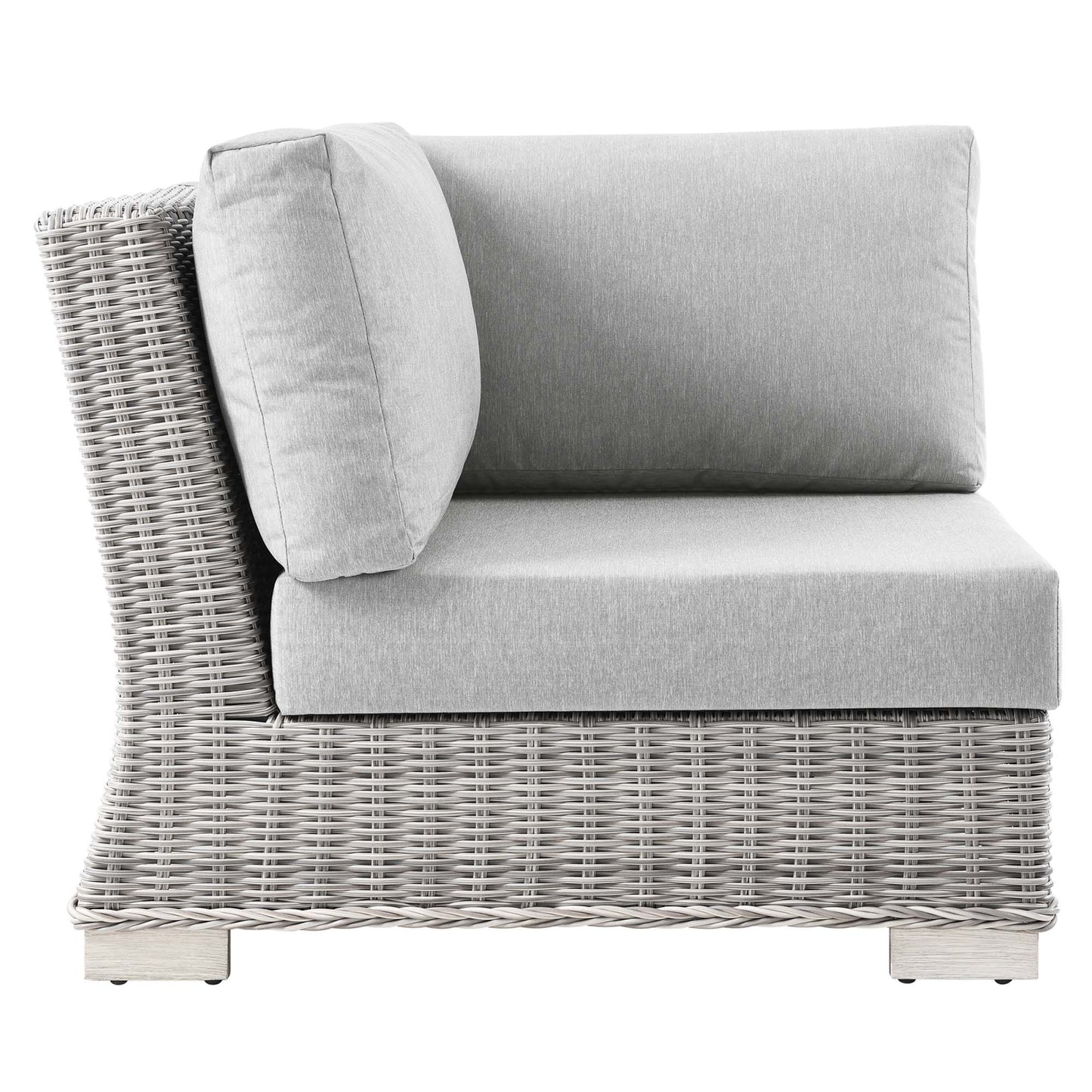 Conway Outdoor Patio Wicker Rattan Corner Chair in Light Gray Gray by Modway (4838)