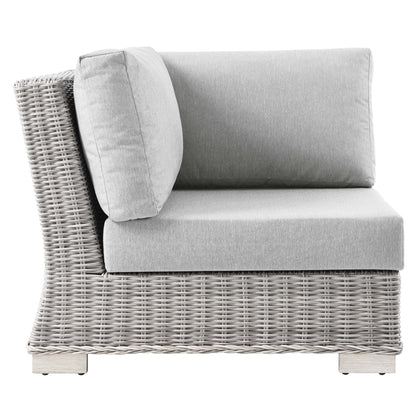 Conway Outdoor Patio Wicker Rattan Corner Chair in Light Gray Gray by Modway (4838)