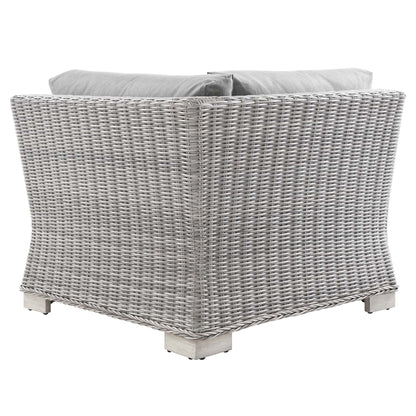 Conway Outdoor Patio Wicker Rattan Corner Chair in Light Gray Gray by Modway (4838)
