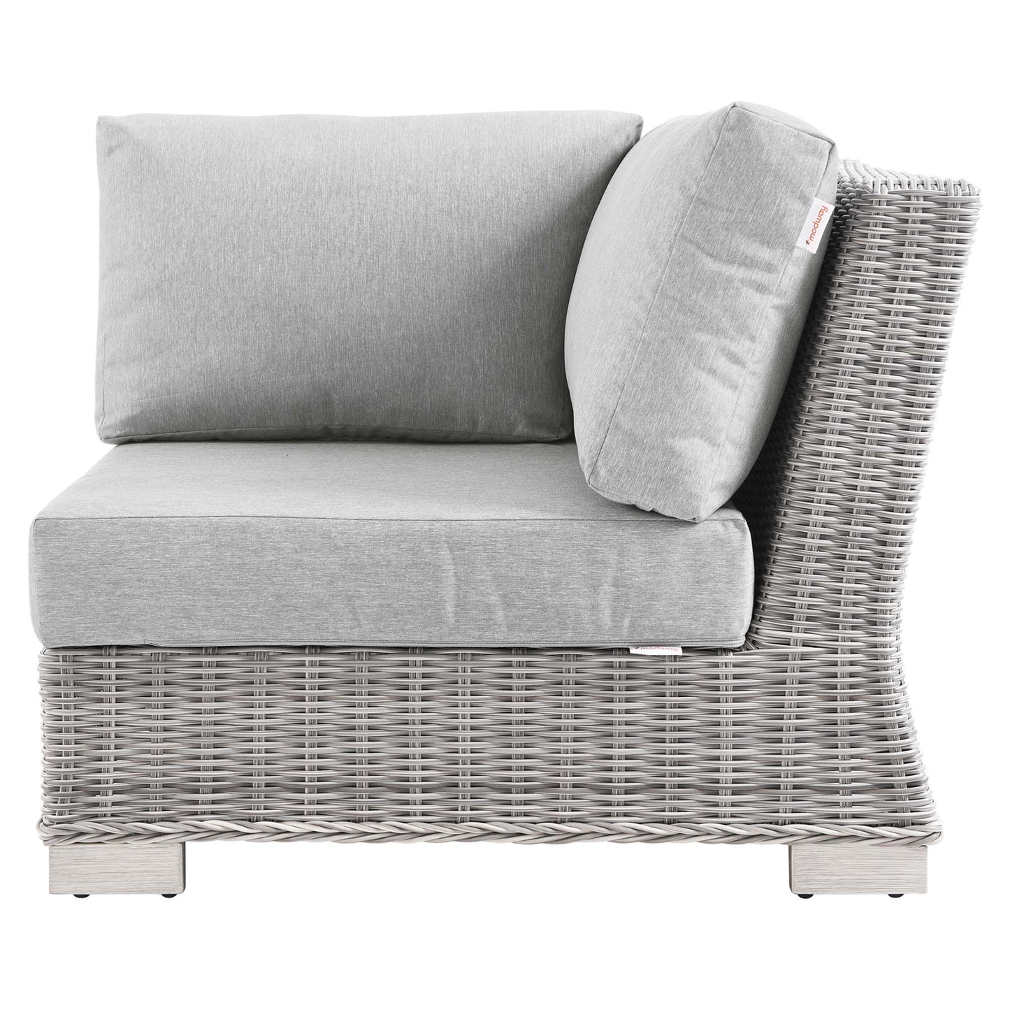 Conway Outdoor Patio Wicker Rattan Corner Chair in Light Gray Gray by Modway (4838)