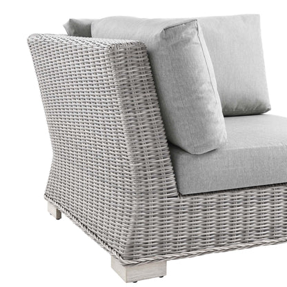 Conway Outdoor Patio Wicker Rattan Corner Chair in Light Gray Gray by Modway (4838)