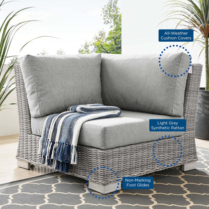 Conway Outdoor Patio Wicker Rattan Corner Chair in Light Gray Gray by Modway (4838)