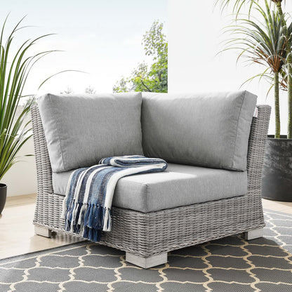 Conway Outdoor Patio Wicker Rattan Corner Chair in Light Gray Gray by Modway (4838)